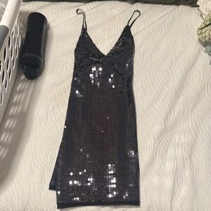 Sequin Black Slip Dress